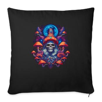 Fantasy Mushroom | Forest | Nature | Goa Festival - Sofa pillowcase 17,3'' x 17,3'' (45 x 45 cm) - black - Front