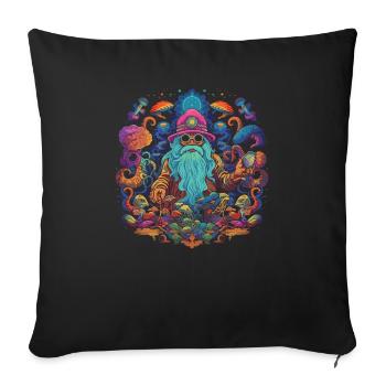 Fantasy Mushroom | Forest | Nature | Goa Festival - Sofa pillowcase 17,3'' x 17,3'' (45 x 45 cm) - black - Front
