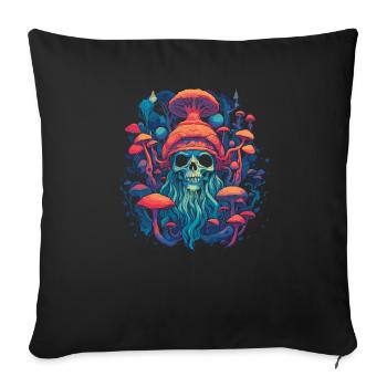 Fantasy Mushroom | Forest | Nature | Goa Festival - Sofa pillowcase 17,3'' x 17,3'' (45 x 45 cm) - black - Front