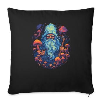 Fantasy Mushroom | Forest | Nature | Goa Festival - Sofa pillowcase 17,3'' x 17,3'' (45 x 45 cm) - black - Front