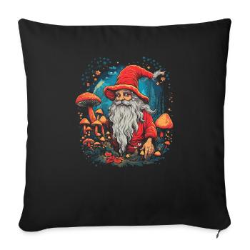 Christmas | Fantasy | Mushroom | Forest | Goa - Sofa pillowcase 17,3'' x 17,3'' (45 x 45 cm) - black - Front
