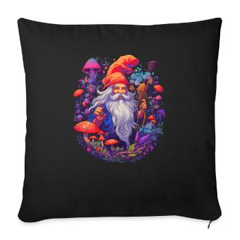 Christmas | Fantasy | Mushroom | Forest | Goa - Sofa pillowcase 17,3'' x 17,3'' (45 x 45 cm) - black - Front