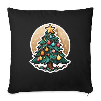 Christmas Tree Drawing Christmas - Sofa pillowcase 17,3'' x 17,3'' (45 x 45 cm) - black - Front
