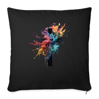 Conception de croix Christianisme chrétien et orthodoxe - Housse de coussin décorative 45 x 45 cm - noir - Devant