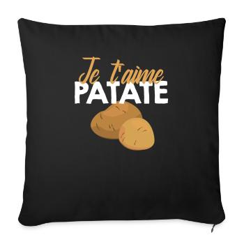 Patate Saint Valentin Cadeau Couple Amour Humour - Housse de coussin décorative 45 x 45 cm - noir - Devant