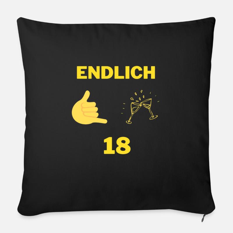 Endlich 18 - Sofakissenbezug 45 x 45 cm - Schwarz