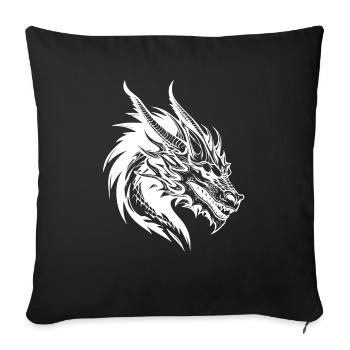 Fantasy Drache Anime Drachenkopf Mythisches Reptil - Sofakissenbezug 45 x 45 cm - Schwarz - Vorne