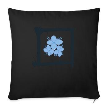 blaue Blume flower blühen - Sofakissenbezug 45 x 45 cm - Schwarz - Vorne