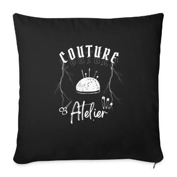 ATELIER COUTURE MODERNE BLANC GRIS ROCK GRUNGE - Housse de coussin décorative 45 x 45 cm - noir - Devant