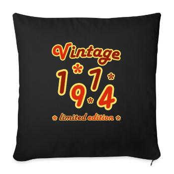 Vintage 1974 Birthday Funny Retro Numbers - Housse de coussin décorative 45 x 45 cm - noir - Devant