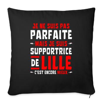 Femme Supportrice Lille Pas Parfaite - Housse de coussin décorative 45 x 45 cm - noir - Devant
