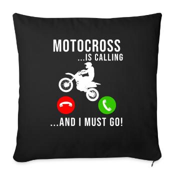 Motocross Dirt Bike Rider Moto Supercross MX - Housse de coussin décorative 45 x 45 cm - noir - Devant