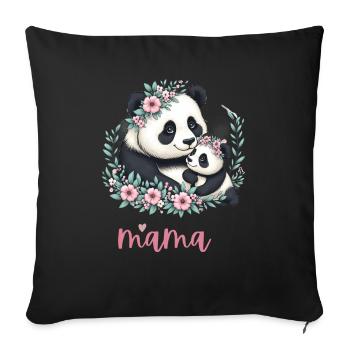 Panda Lover I Maman Panda Et Cub Fête Des Mères - Housse de coussin décorative 45 x 45 cm - noir - Devant