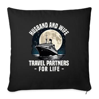 Husband And Wife Cruising Cruise Ship Vacation - Sofa pillowcase 17,3'' x 17,3'' (45 x 45 cm) - black - Front