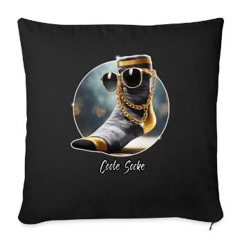 Jeu de mots ambigu sur l’expression allemande – Coole Socke - Housse de coussin décorative 45 x 45 cm - noir - Devant