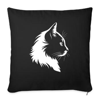 Chat, Motif De Chat - Housse de coussin décorative 45 x 45 cm - noir - Devant
