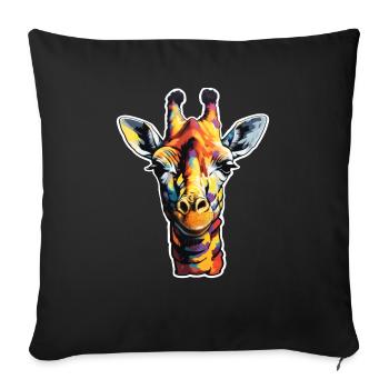 Tête de girafe psychédélique - Housse de coussin décorative 45 x 45 cm - noir - Devant