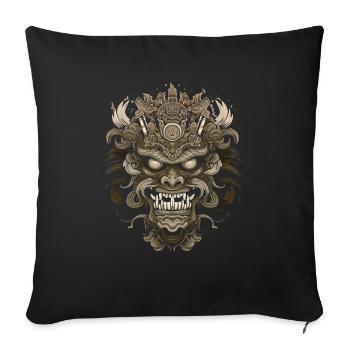 Fantasy Drache Anime Drachenkopf Mythisches Reptil - Sofakissenbezug 45 x 45 cm - Schwarz - Vorne