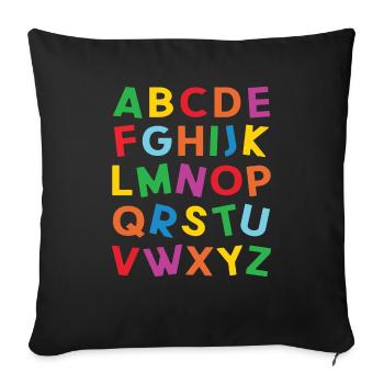 ABC Colorful Alphabet Letters for Reading - Sofa pillowcase 17,3'' x 17,3'' (45 x 45 cm) - black - Front