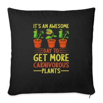 Fantastic day for carnivorous plants - Sofa pillowcase 17,3'' x 17,3'' (45 x 45 cm) - black - Front