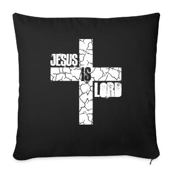 Jésus est Seigneur Croyez Croix Christ Foi Chrétien - Housse de coussin décorative 45 x 45 cm - noir - Devant