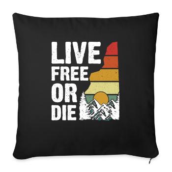 Vivre libre ou mourir rétro Nature Vintage nouveau - Housse de coussin décorative 45 x 45 cm - noir - Devant