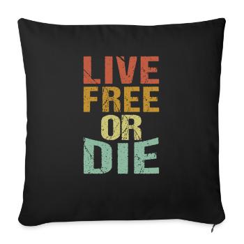 Vivre libre ou mourir rétro Nature Vintage nouveau - Housse de coussin décorative 45 x 45 cm - noir - Devant