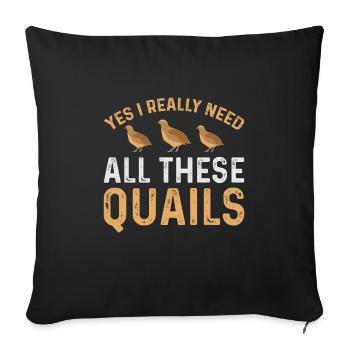Oui, j’ai vraiment besoin de toutes ces cailles. - Housse de coussin décorative 45 x 45 cm - noir - Devant