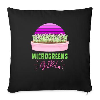 MICROGREENS GIRL | Urban Gardening Sprouts - Sofa pillowcase 17,3'' x 17,3'' (45 x 45 cm) - black - Front