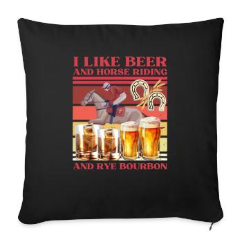 J’aime la bière, l’équitation et le bourbon de seigle - Housse de coussin décorative 45 x 45 cm - noir - Devant