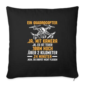 Drone Pilot Gift Flying Quadcopter Pilot - Sofa pillowcase 17,3'' x 17,3'' (45 x 45 cm) - black - Front