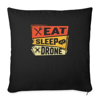 Eat Sleep Drone - Sofa pillowcase 17,3'' x 17,3'' (45 x 45 cm) - black - Front