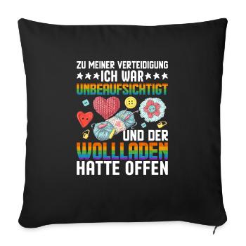 Crochet fil à tricoter T-Shirt chemise homme couture - Housse de coussin décorative 45 x 45 cm - noir - Devant