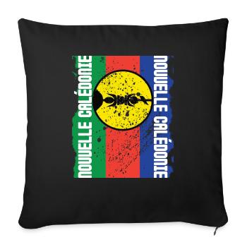 cadeau design kanak drapeau Nouvelle Calédonie - Housse de coussin décorative 45 x 45 cm - noir - Devant