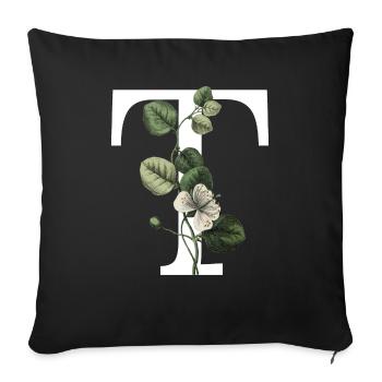 Green Botanical Letter T - Sofa pillowcase 17,3'' x 17,3'' (45 x 45 cm) - black - Front