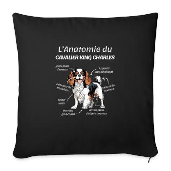 Cavalier King Charles Humor Woman Cavalier King - Sofa pillowcase 17,3'' x 17,3'' (45 x 45 cm) - black - Front