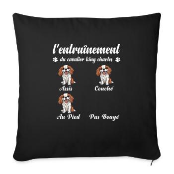 Cavalier King Charles Humor Woman Cavalier King - Sofa pillowcase 17,3'' x 17,3'' (45 x 45 cm) - black - Front