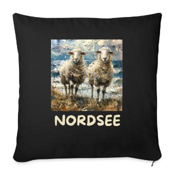 North Sea Sheep Northern Germany Lower Saxony - Sofa pillowcase 17,3'' x 17,3'' (45 x 45 cm) - black - Front