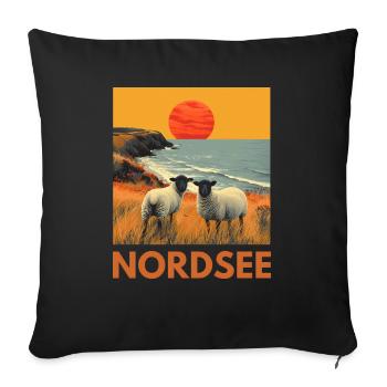 North Sea Sheep Northern Germany Lower Saxony - Sofa pillowcase 17,3'' x 17,3'' (45 x 45 cm) - black - Front