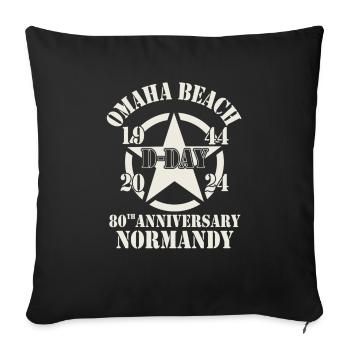 Omaha Beach 1944 D-Day 2024 80e anniversaire - Housse de coussin décorative 45 x 45 cm - noir - Devant