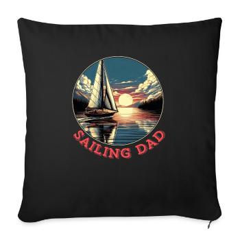 Sailor father, sailboat on the lake - Sofa pillowcase 17,3'' x 17,3'' (45 x 45 cm) - black - Front