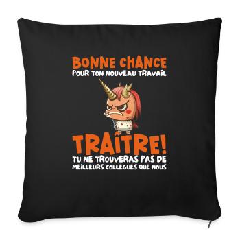 Départ Collègue Nouvel Emploi idée Cadeau Travail - Housse de coussin décorative 45 x 45 cm - noir - Devant