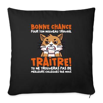 Départ Collègue Nouvel Emploi idée Cadeau Travail - Housse de coussin décorative 45 x 45 cm - noir - Devant