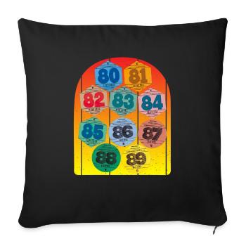 Vignettes Automobiles Années 80 Vintage Rétro - Housse de coussin décorative 45 x 45 cm - noir - Devant