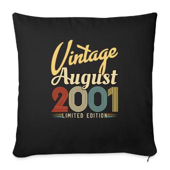 Août 2001 Vintage Rétro Cadeau Anniversaire 2001 - Housse de coussin décorative 45 x 45 cm - noir - Devant