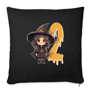 Witch Birthday Costume – Two Years - Sofa pillowcase 17,3'' x 17,3'' (45 x 45 cm) - black - Front
