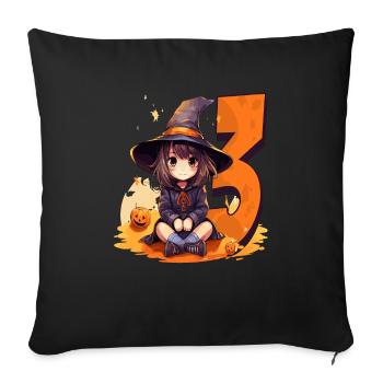 Witch Birthday Costume – Three Years - Sofa pillowcase 17,3'' x 17,3'' (45 x 45 cm) - black - Front