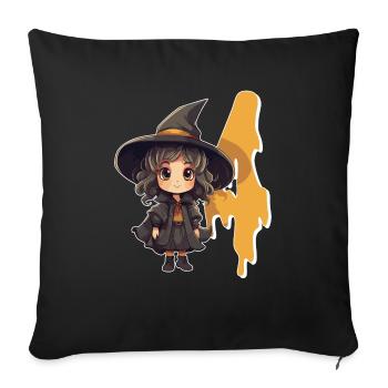 Witch Birthday Costume – Four Years - Sofa pillowcase 17,3'' x 17,3'' (45 x 45 cm) - black - Front