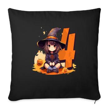 Witch Birthday Costume – Four Years - Sofa pillowcase 17,3'' x 17,3'' (45 x 45 cm) - black - Front