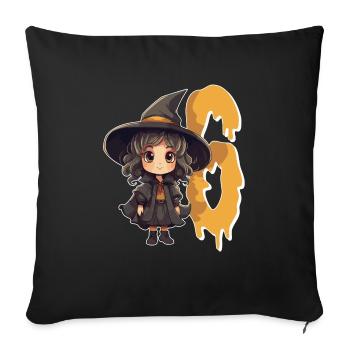Witch Birthday Costume – Six Years - Sofa pillowcase 17,3'' x 17,3'' (45 x 45 cm) - black - Front